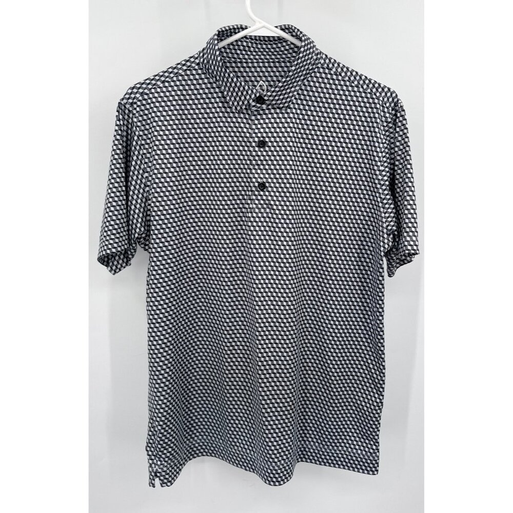 Deolax Shirt Mens M Golf Stretch Polo Fun All‎ Over Print Black White